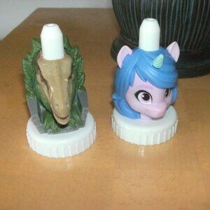 2 Collectible Good To Grow Juice Topper Jurassic World DINOSAUR & My LITTLE PONY